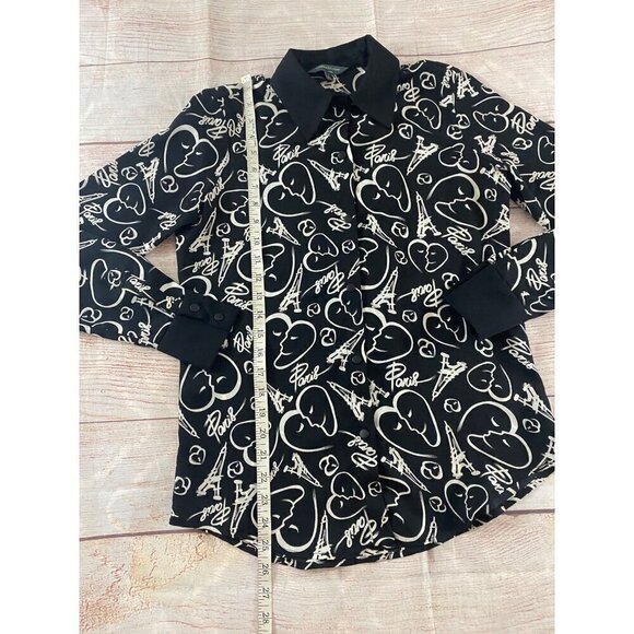Catherine Malandrino Women's Black And White Paris Long Sleeve Blouse - Small - Picture 3 of 11